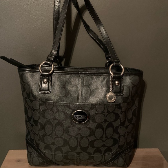 Coach Handbags - Coach, Black Shoulder Bag, used but good shape. Water resistant outside.